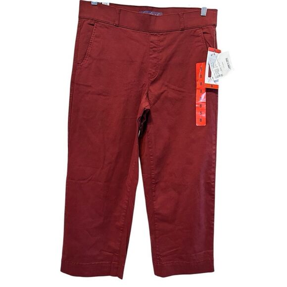 NWT Gloria Vanderbilt Women’s Red Pull On Wide Leg Crop Pants - Size 8 - Picture 6 of 12